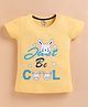 ZOLFO Cotton Knit Half Sleeves Bunnies Printed Top - Yellow