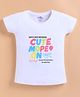ZOLFO Cotton Knit Half Sleeves Cute Text Printed Top - White
