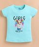 ZOLFO Cotton Knit Half Sleeves Girl Printed Top - Sky Blue