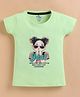 ZOLFO Cotton Knit Half Sleeves Girl Printed Top - Light Green