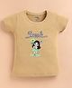 ZOLFO Cotton Knit Half Sleeves Girl Printed Top - Biscuit