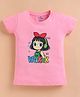 ZOLFO Cotton Knit Half Sleeves Cute Girl Printed Top - Pink
