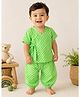 BownBee Cotton Woven Half Sleeves Striped Coordinating Jhabla & Harem Pants Set - Green