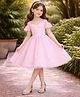 Tilism Net Woven Cold Shoulder Floral Embroidered Dress - Baby Pink