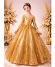 Tilism Net Woven Off Shoulder Sequins Embellished Gown - Golden