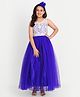 Tilism Cotton Net Sleeveless Floral Lace Detailed Gown - Royal Blue
