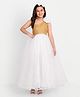 Tilism  Net Woven One Shoulder  Sequins Embellished Gown - White