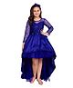 Tilism Silk Blend Woven Full Sleeves Sequins Embellished High Low Dress - Blue