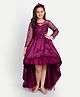 Tilism Net Woven Full Sleeves Stones & Sequins Embellished High Low Dress - Purple