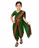 BookMyCostume Woven Half Sleeves Maharashtrian Nauvari Saree Costume Set - Green