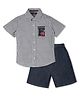 INFINITY Cotton Woven Half Sleeves Checked Shirt & Shorts Set - Navy Blue