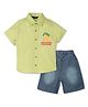 INFINITY Cotton Woven Half Sleeves The Cool Flavour Text Printed Shirt & Short Set - Light Green