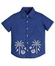 INFINITY Cotton Woven Half Sleeves Tropical Theme Printed Shirt - Royal Blue
