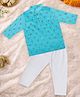 Itsyboo by Waterlemons Cotton Woven Full Sleeves Floral Foil Printed Kurta Pyjama Set - Blue
