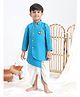 Itsyboo by Waterlemons Cotton Silk Woven Full Sleeves Peacock Applique Detailed Kurta & Dhoti Set - Blue