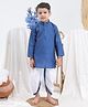 Itsyboo by Waterlemons Cotton Silk Woven Full Sleeves Solid Kurta & Dhoti Set - Navy Blue