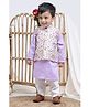 Itsyboo by Waterlemons Cotton Silk Woven Full Sleeves Solid Kurta & Pyjama Set With Floral Embroidered Jacket - Purple
