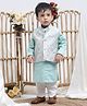 Itsyboo by Waterlemons Cotton Silk Woven Full Sleeves Solid Kurta & Pyjama Set With Sequins Embellished Floral  Embroidered Jacket - Sea Green