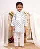 Itsyboo by Waterlemons Cotton Woven Full Sleeves Floral Printed Kurta & Pyjama Set - Blue & White