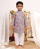 Itsyboo by Waterlemons Cotton Woven Full Sleeves Floral Printed Kurta & Pyjama Set - Blue
