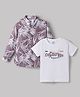 Ruff Poplin Full Sleeves Woven Leafy Printed  Shirt with T-Shirt - Rose Gold