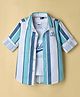Ruff Single Jersey Woven Striped Shirt with T-Shirt - Blue