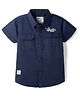 Ruff Poplin Woven Half Sleeves Cargo Shirt with Text Print - Navy