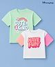 Honeyhap 100% Cotton Oversized T-Shirts with Half Sleeves and Texr Print Pack of 2 - Light Green  & White