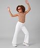 Arias Cotton Elastane Knit Full Length Flared Leggings - White