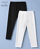 Arias Cotton Elastane Knit Full Length Solid Leggings in Black & White Pack of 2