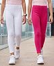 Arias Cotton Elastane Knit Full Length Solid Leggings Pack Of 2 - White & Pink