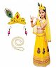 Sarvda Janmashtami Theme Radha Fancy Dress Costume Set With Mala & Earrings - Yellow