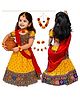 Sarvda Janmashtami Theme Radha Fancy Dress Costume Set With Maang Teeka Mala & Earrings - Multi Colour