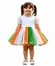 Sarvda Net Woven Independence Day Theme Half Puffed Sleeves Beads Embellished Dress - Tricolour