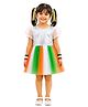 Sarvda Net Woven Independence Day Theme Half Puffed Sleeves Beads Embellished Dress - Tricolour