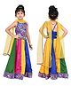 Sarvda Silk Woven Navratri Theme Sleeveless Geometric Printed Lehenga Choli Set With Dupatta & Dandiya - Multi Colour