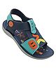 TRV Colour Blocked & Abstract Design Velcro Closure Sandals - Blue