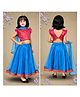 Sarvda Brocade Woven Frill Sleeves Floral Embroidered Lehenga Choli Set With Dupatta - Firozi & Pink