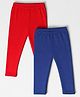 Arias Cotton Knit Full Length Solid Leggings Pack of 2 - Navy Blue & Red