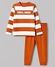 Pine Kids Cotton Knit Full Sleeves Striped T-Shirt & Pyjama Night Suit with Chill Mode Print - White