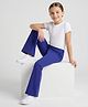Arias Cotton Elastane Knit Full Length Flared Leggings - Navy