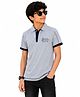 Sportking Cotton Blend Knit Half Sleeves Breakdown Text Printed  Polo Tee - Grey