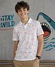 Sportking Cotton Blend Knit Half Sleeves Sharks Printed Polo Tee - White