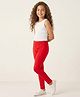 Arias by Lara Dutta Cotton Elastane Knit Full Length Flared Leggings - Red