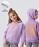 Primo Gino Cotton Fleece Knit Full Sleeves Oversized Hoodie with Text Embroidery at Front & Back - Lavender