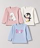 Babyoye 100% Cotton Knit Full Sleeves T-Shirts with Animal Print - Pink White & Blue