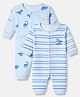 Babyhug 100% Cotton Interlock Knit Full Sleeves Rompers With Dino Print Pack of 2 - Light Blue