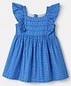 Babyhug Cotton Woven Frock With Half Sleeves and Floral Print in Blue