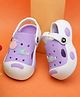 PASSION PETALS Fun Text Applique Detailed Perforated Slingback Clogs - Purple & White