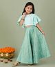 Kiddopanti Rayon Woven Half Flutter Sleeves Solid Lehenga & Choli Set - Light Pista & Green